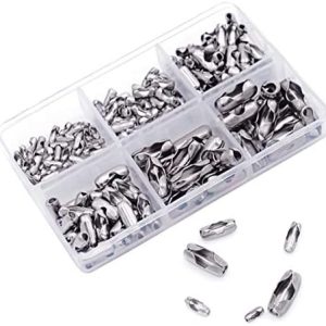 KINGOU 155pcs Stainless Steel Ball Chain Connector Clasps Fits for 1.6/2.0/2.4/3.2/4.0/4.8mm Beaded Ball Chain